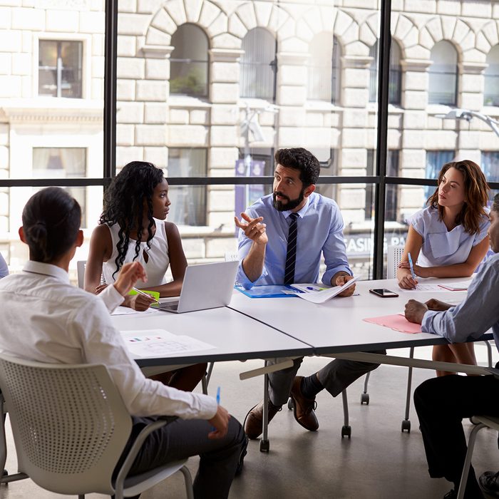 Corporate business team and manager in a meeting