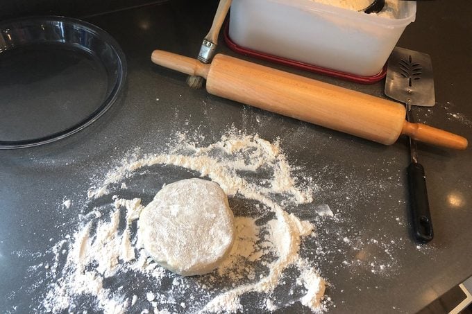 rolling out pie dough