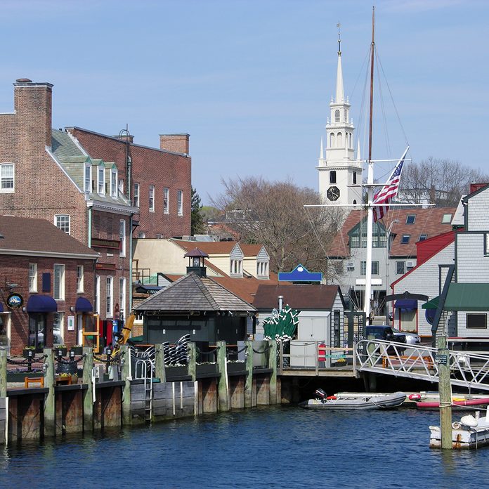 The view of Newport city and the old harbour (Rhode Island).