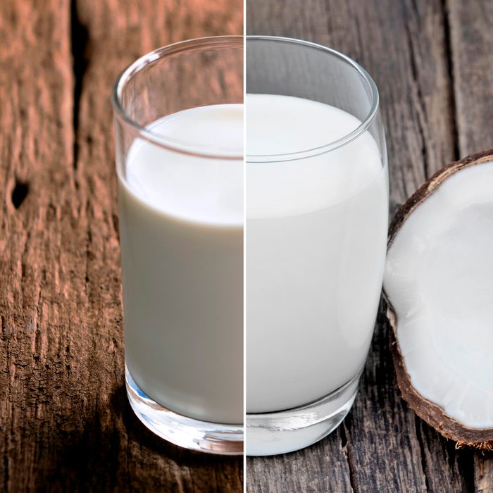 A glass of milk on the wooden table. with copy space for your text.; Shutterstock ID 1129268177; Job (TFH, TOH, RD, BNB, CWM, CM): TOH Coconut milk in a glass on old wood table; Shutterstock ID 1272600736; Job (TFH, TOH, RD, BNB, CWM, CM): TOH