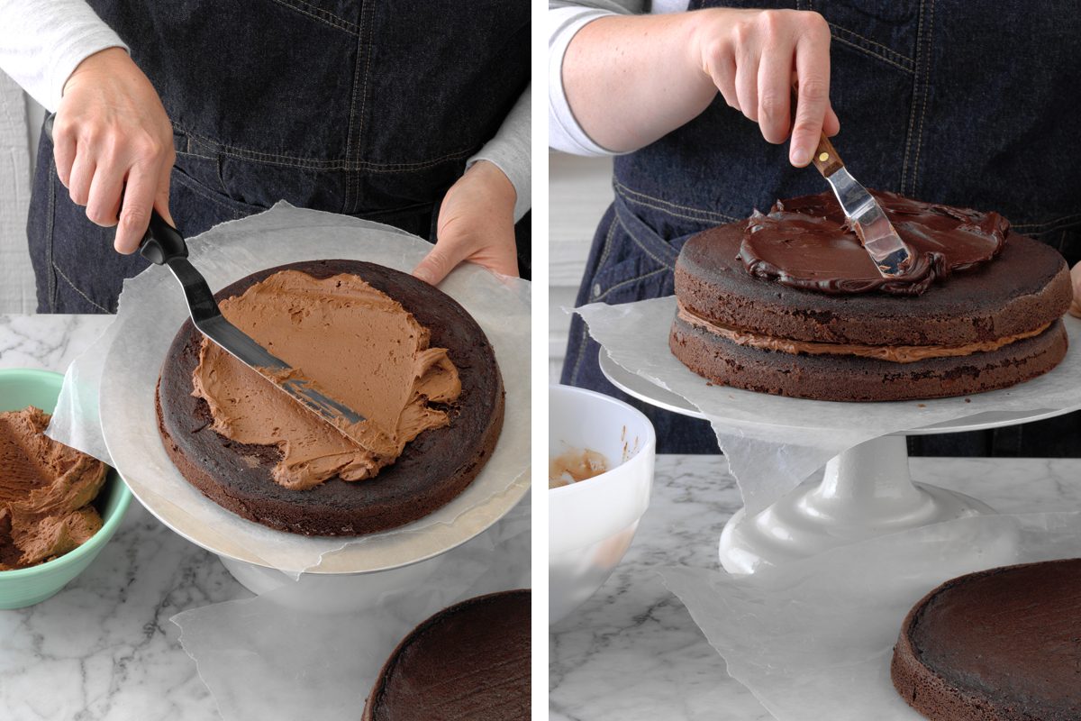 Frosting with buttercream and ganache