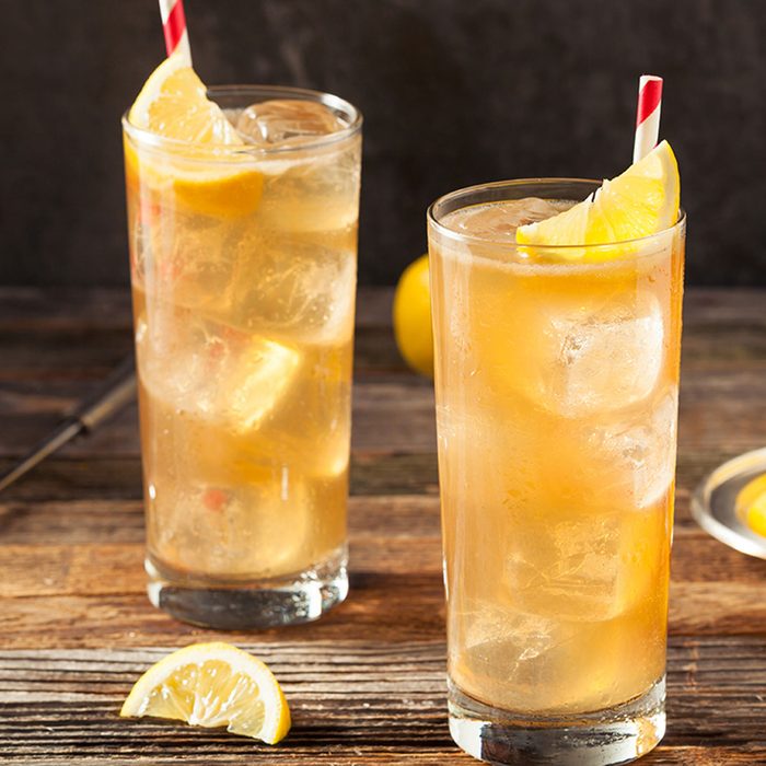 Boozy Long Island Iced Tea with a Lemon Garnish