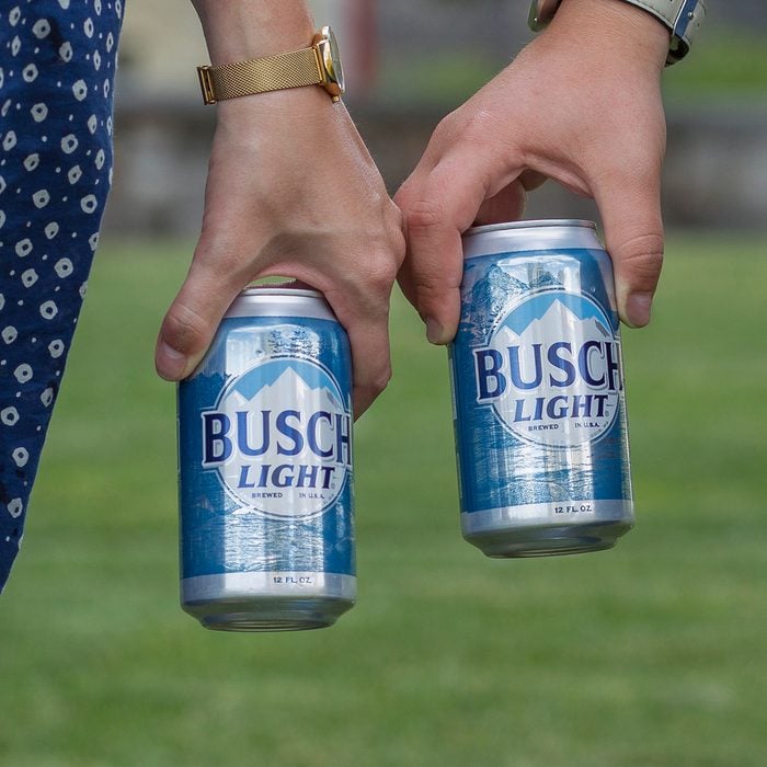 Cans of Busch Light beer