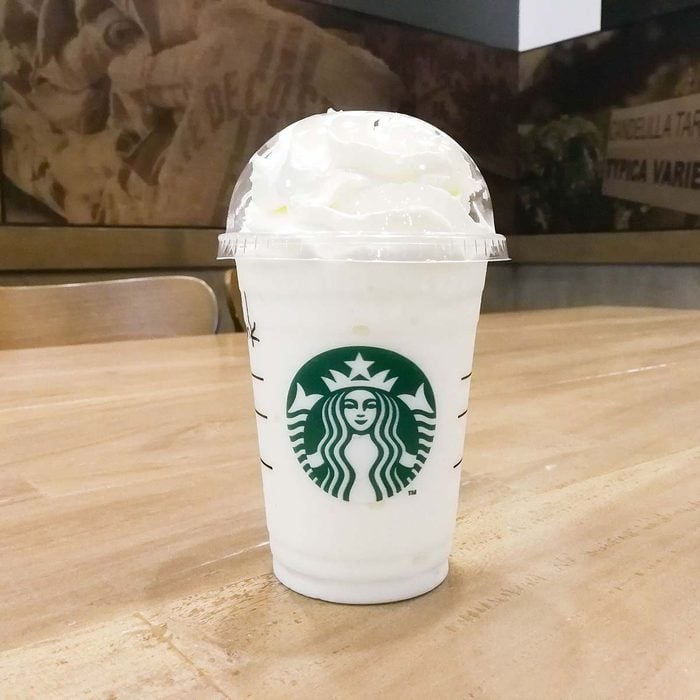 A cup of Starbucks coffee blended beverages, Vanilla bean frappuccino