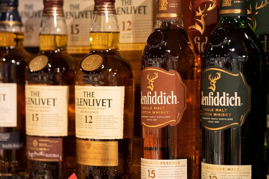 Bottles of Scotch Whisky on Shelf
