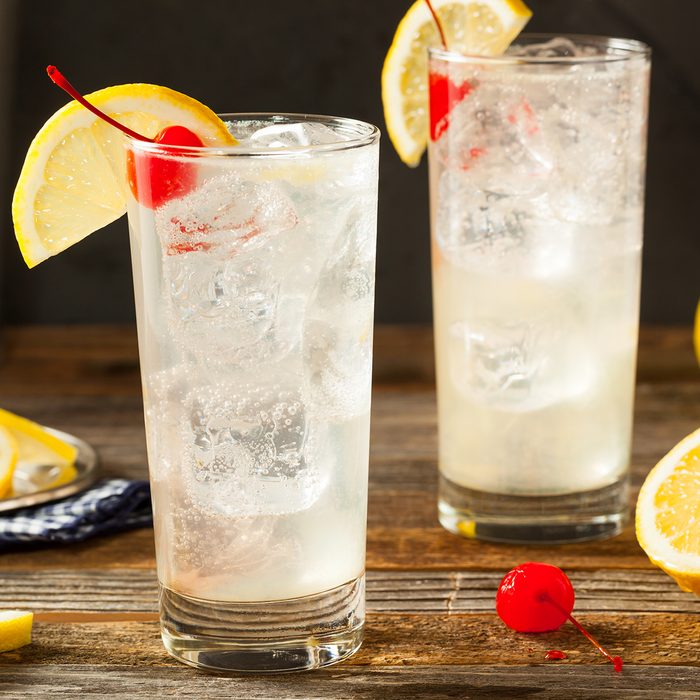 Refreshing Classic Tom Collins Cocktail with a Cherry and Lemon Slice; Shutterstock ID 431092117; Job (TFH, TOH, RD, BNB, CWM, CM): TOH