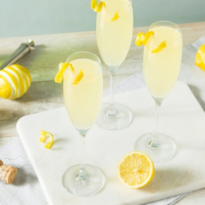 Boozy Bubbly Lemon French 75 Cocktail with Champagne