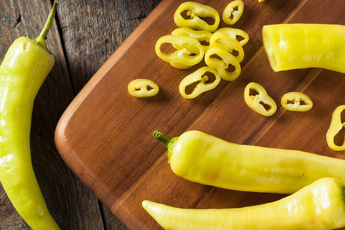 Raw Organic Yellow Banana Peppers Ready to Cut