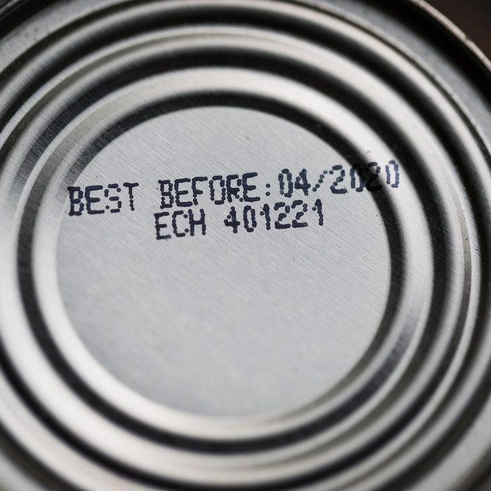 Close up of a can of food's best before date