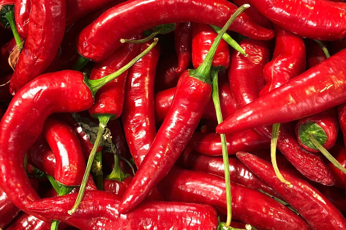 Detail of red chilli peppers