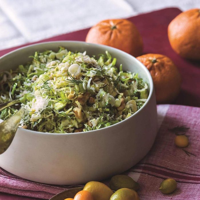 shaved Brussels sprouts with Pecorino with a simple dressing