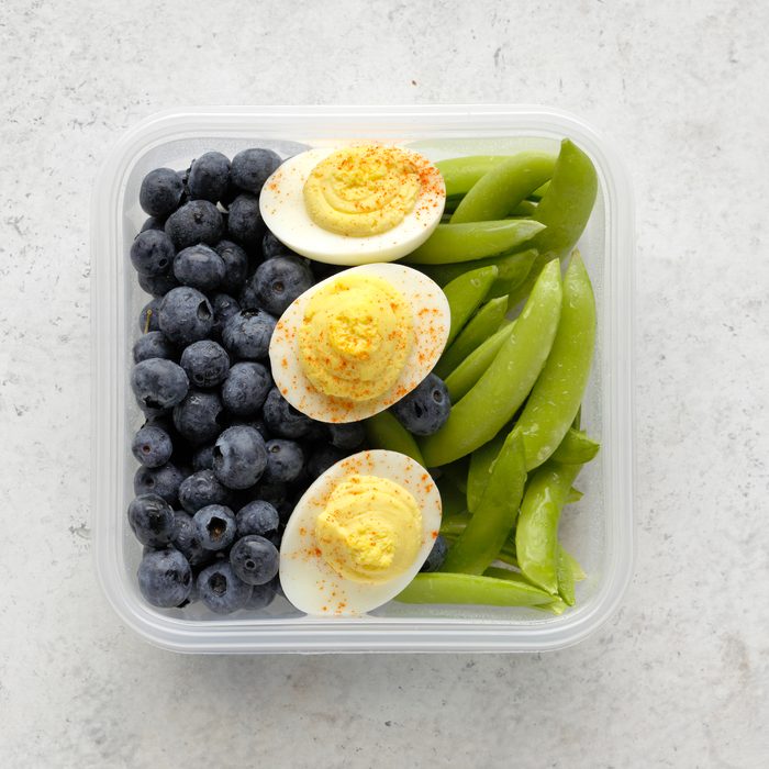 blueberries, hard boiled eggs, sugar snap peas, meal planning premium