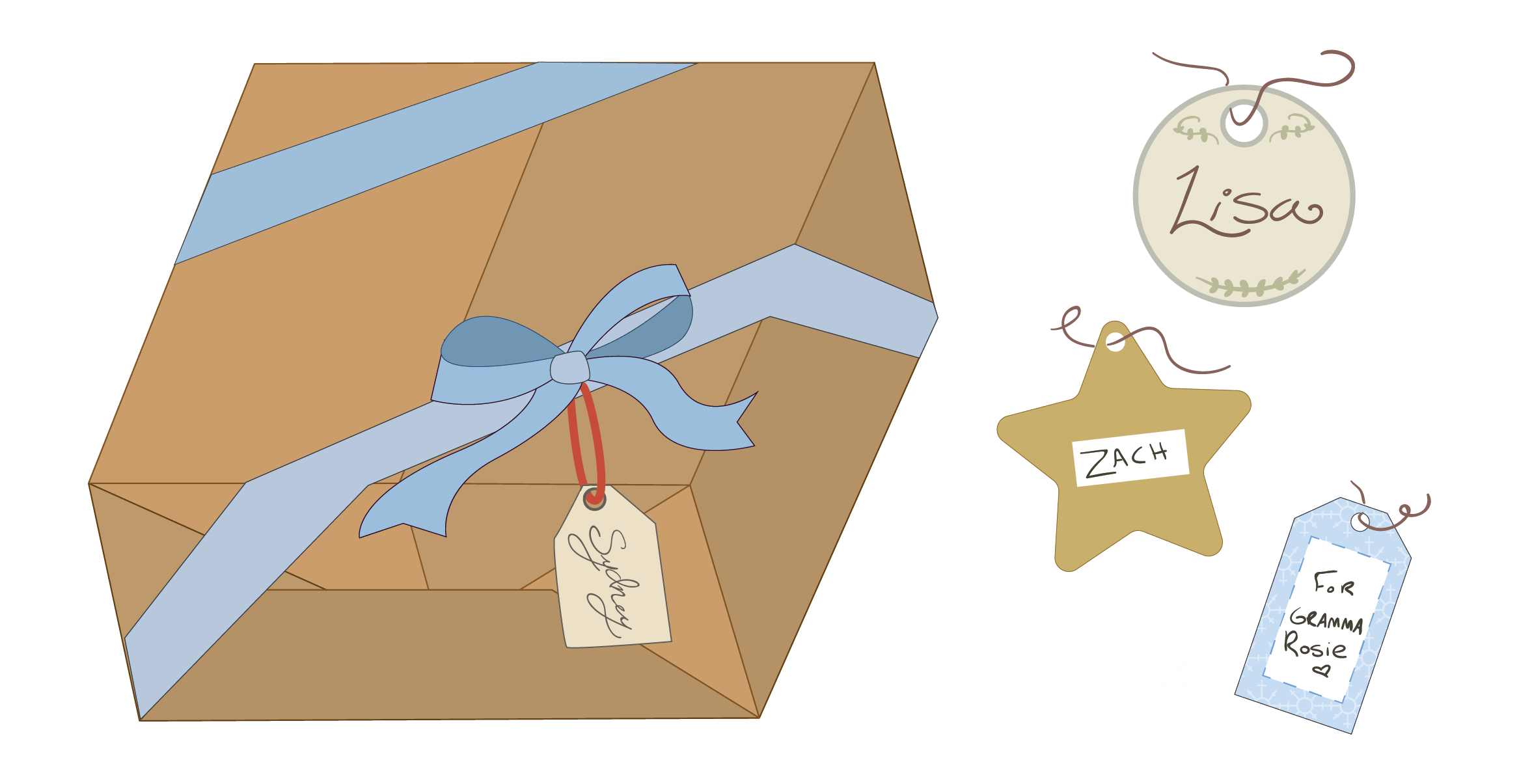 gift tag guide presents graphic