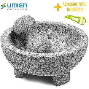 Granite Mortar and Pestle Set guacamole bowl Molcajete 8 Inch