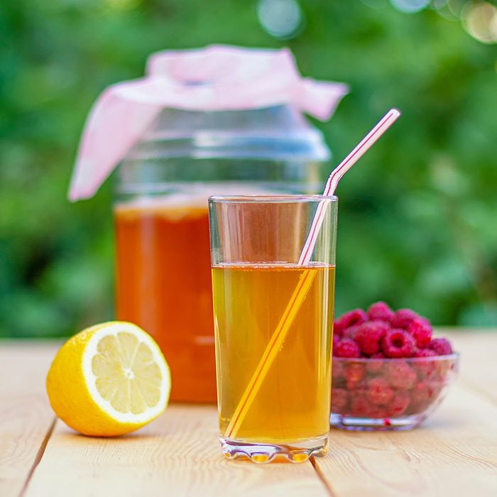 Glass jar with Kombucha