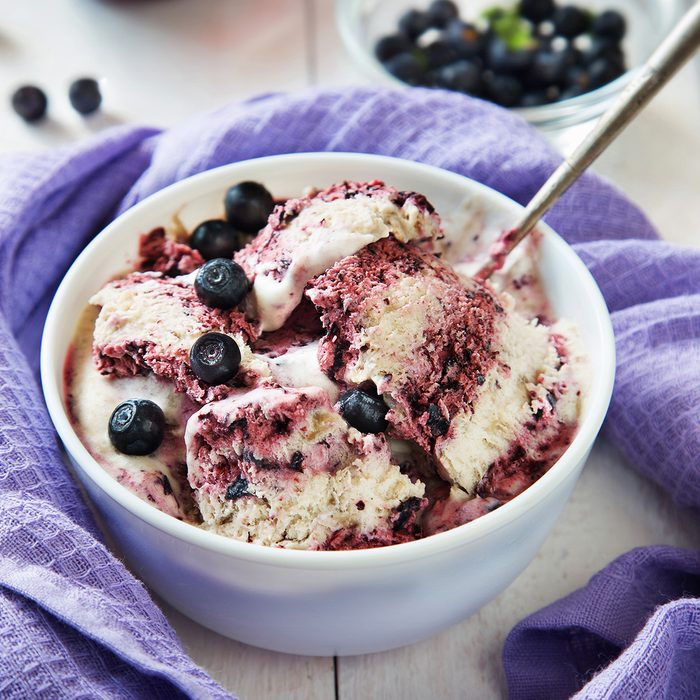 Vertical photo of fresh blueberry and banana homemade ice cream; Shutterstock ID 718026043; Job (TFH, TOH, RD, BNB, CWM, CM): TOH