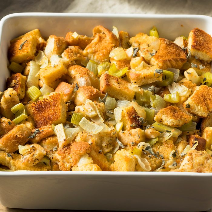 Homemade Bread Stuffing for Thanksgiving Dinner with Sage; Shutterstock ID 1207094089; Job (TFH, TOH, RD, BNB, CWM, CM): TOH