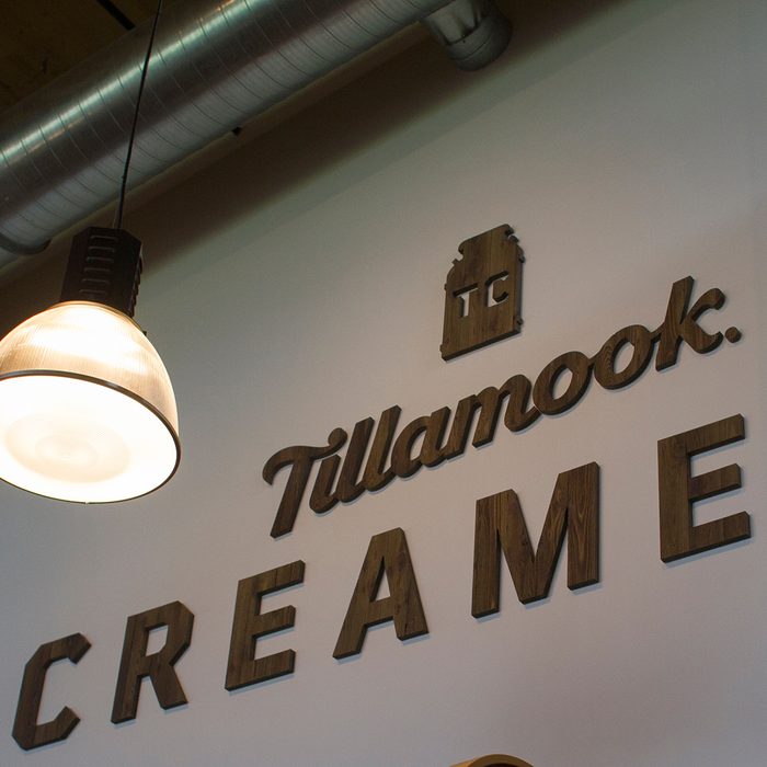 Tillamook logo in the cafe at the Tillamook Creamery