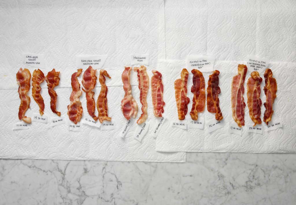 bacon 15 ways labeled on paper towels