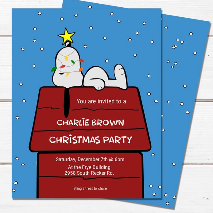 Charlie Brown Christmas Party, invitations