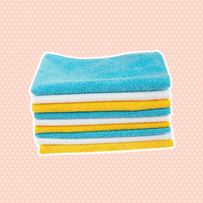 AmazonBasics Blue and Yellow Microfiber Cleaning Cloth, 24-Pack