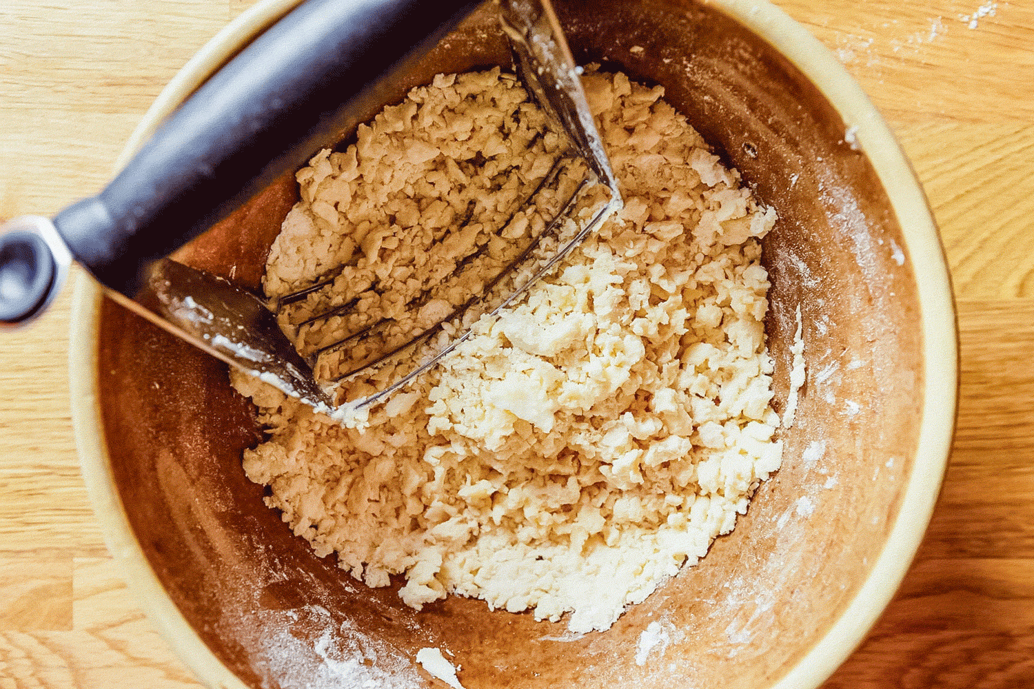 Mixing Flour, Salt and Water to Make a Dough for Dairy Free Pumpkin Pie