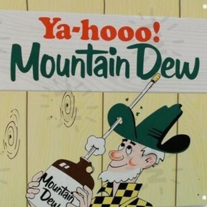 VINTAGE MOUNTAIN DEW Ya-Hooo Kitchen Restaurant Pub Soda Pop Fountain Advertising Sign Garage Shop Mancave Bar Retro Rustic Antique