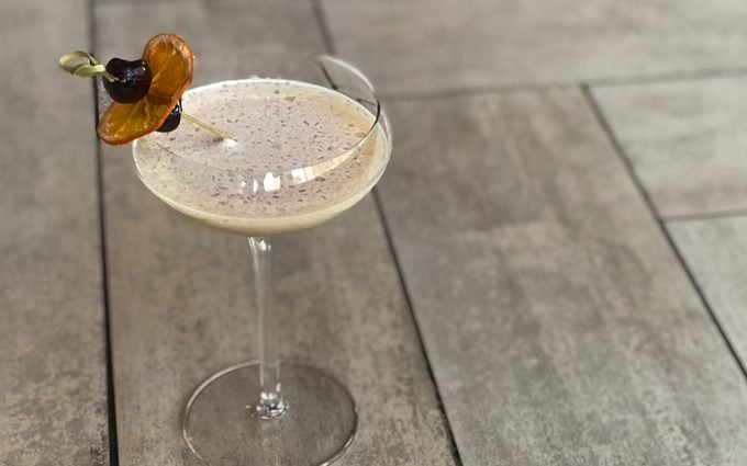 Oatmeal cookie drink with garnish