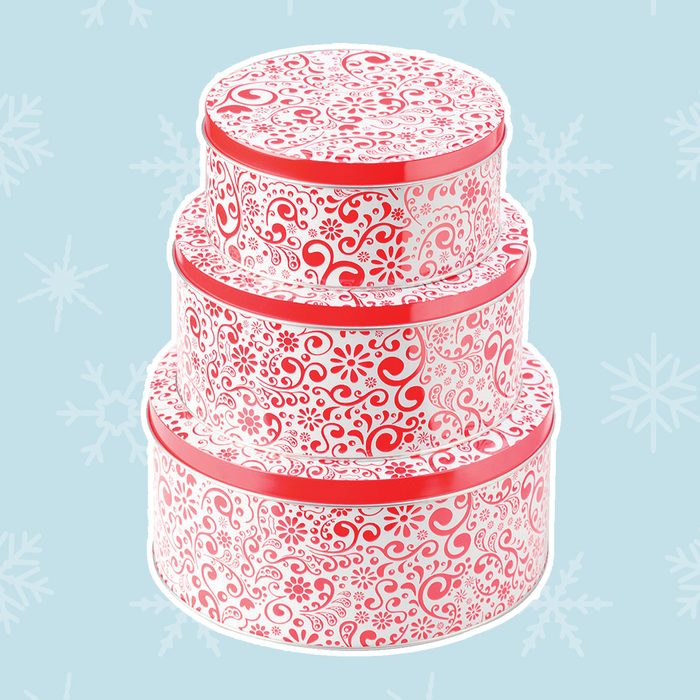 StarPack Premium Christmas Cookie Tins Set of 3 - Decorative Cookie Gift Tins, Extra Thick Steel - Large, Medium and Small Sizes