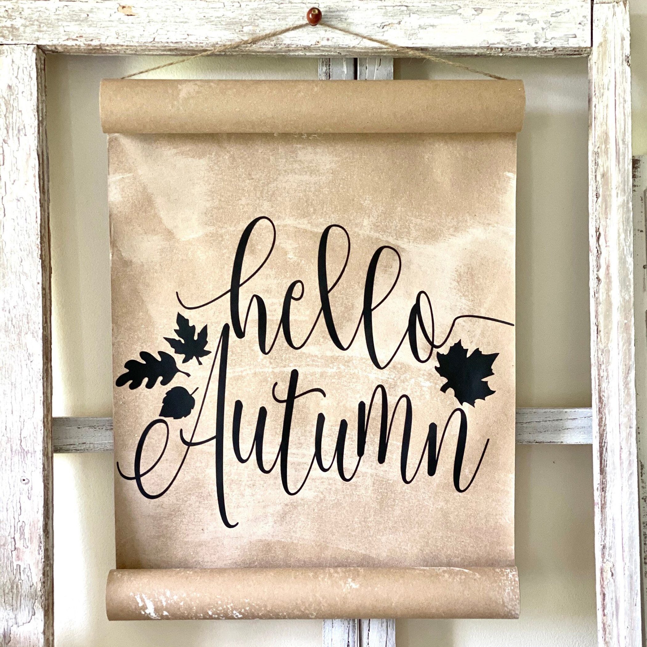 Hello Autumn 15 inch paper scroll