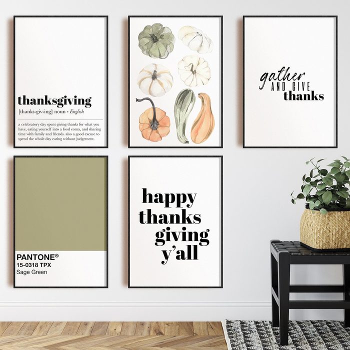 printable thanksgiving decor | 16 thanksgiving art prints | MEGA bundle gallery wall | fall decor printables | digital downloads