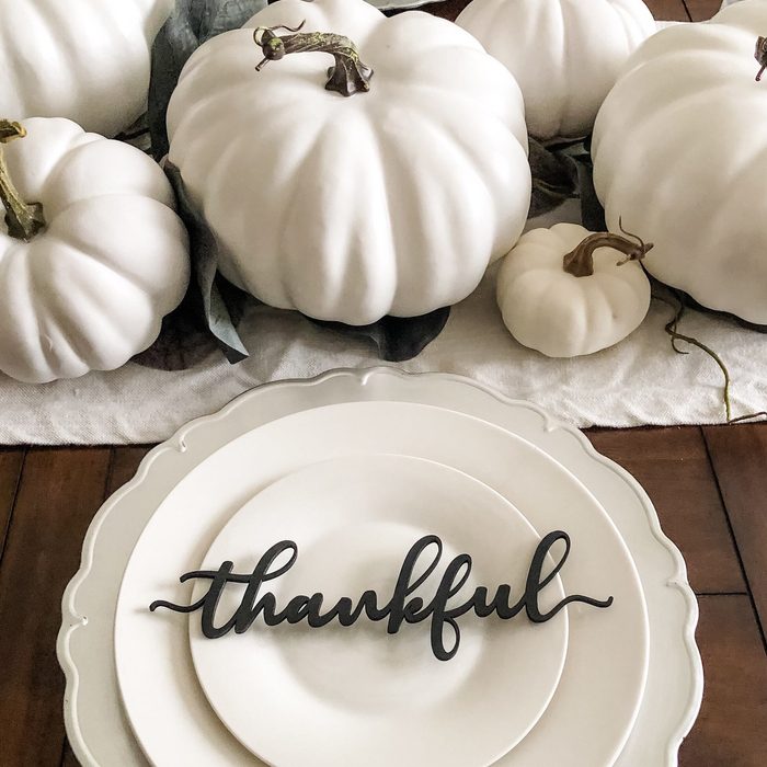 Thankful, Grateful, Blessed, and Gather Word Signs, Fall Dining Table Decor, Plate Ornament, Thanksgiving Decoration, Farmhouse Style