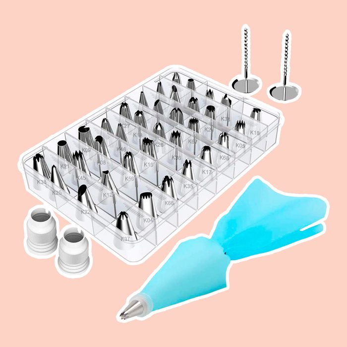 Kootek 42 Pieces Cake Decorating Kits Supplies with 36 Numbered Icing Tips, 2 Silicone Pastry Bags, 2 Flower Nails, 2 Reusable Plastic Couplers Baking Frosting Tools Set for Cupcakes Cookies