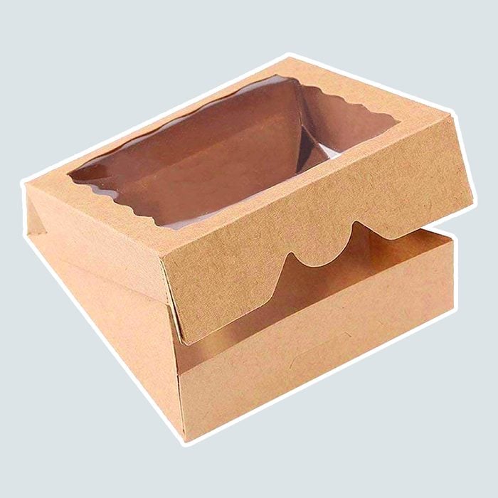 ONE MORE 9inch Brown Bakery Pie Boxes,Large Kraft Cookie Boxes with PVC Window Natural Disposable box 9x9x2.5inch,12 of Pack