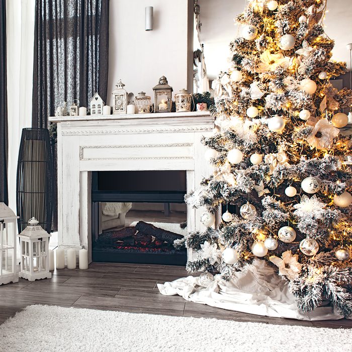Beautiful holiday decorated room with Christmas tree