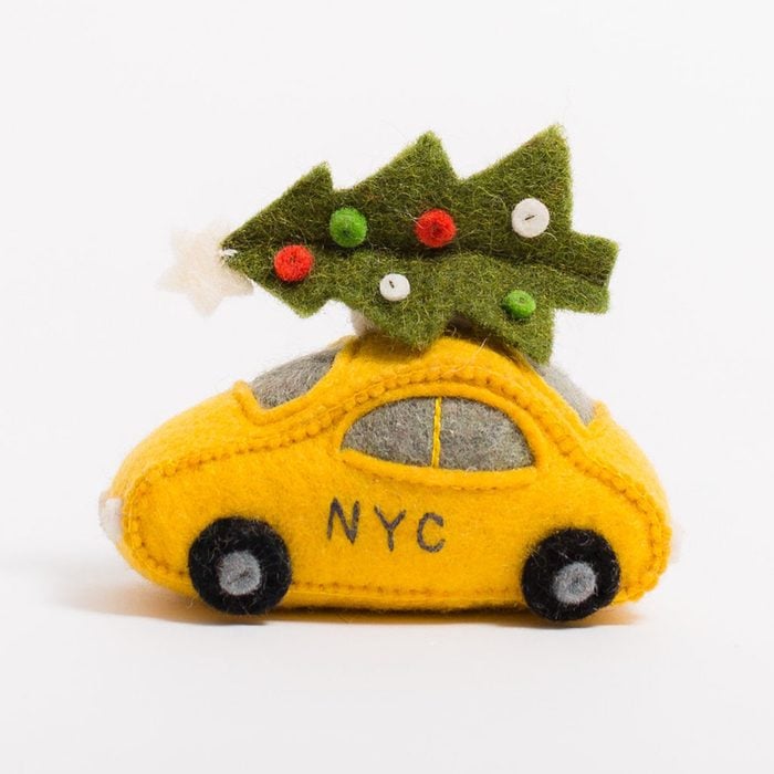 Felt Taxi Ornament, Holiday Taxi, Felt Christmas Ornament