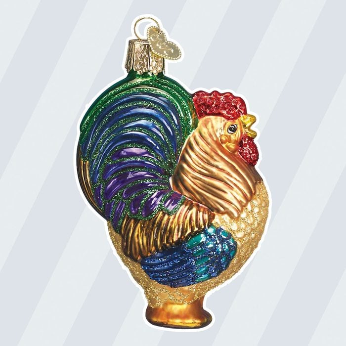 Old World Christmas Farm Animals Glass Blown Ornaments for Christmas Tree,Rooster