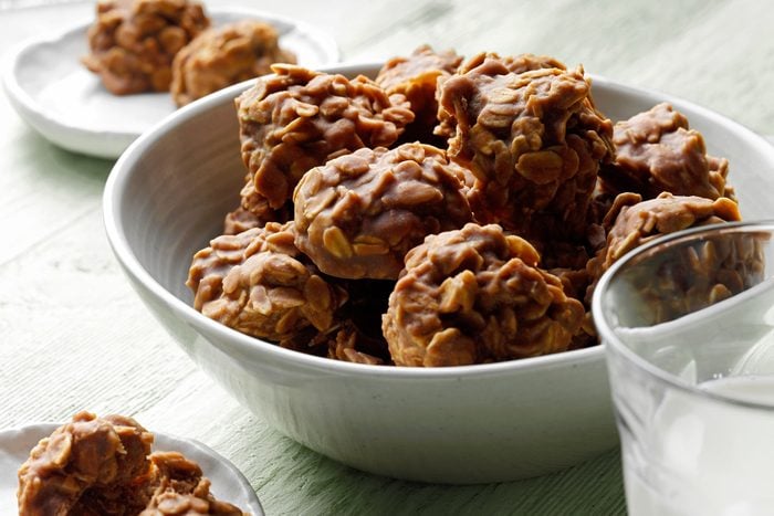 Chocolate Peanut Butter No Bake Cookies with MIlk