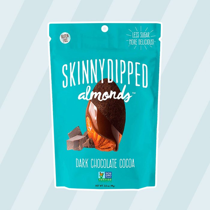 SKINNYDIPPED ALMONDS Dark Chocolate Cocoa Covered Almonds, 3.5 Oz Resealable Bag, 10 Count