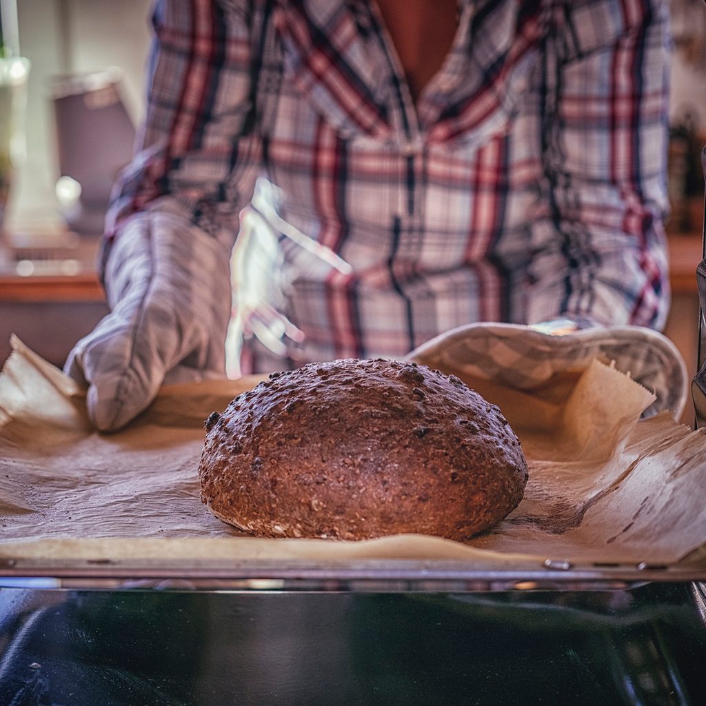 Baking Homemade Brown Bread in the Oven