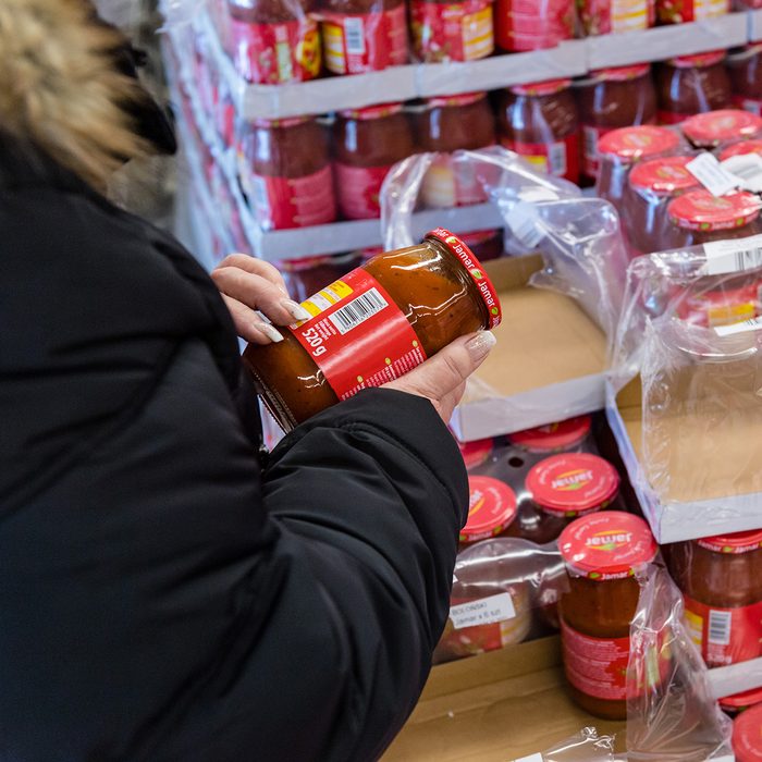 LEIPZIG, GERMANY - JANUARY 31: Tin cans with bolognese sauce at the newly-opened Mere branch store of Russian chain Torgservis on January 31, 2019 in Leipzig, Germany. Torgservis, a medium-sized operator of grocery stores across Russia, is seeking to break into the German market with its Mere brand. The no frills store offers products mostly from Poland and the Czech Republic priced to undercut German chains like Lidl and Aldi. The store in Leipzig is Torgservis's first in Germany. (Photo by Jens Schlueter/Getty Images)