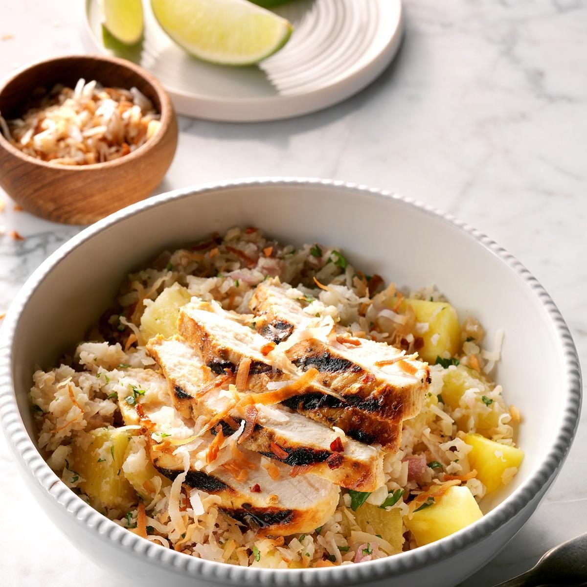 Day 10: Tropical Chicken Cauliflower Rice Bowls