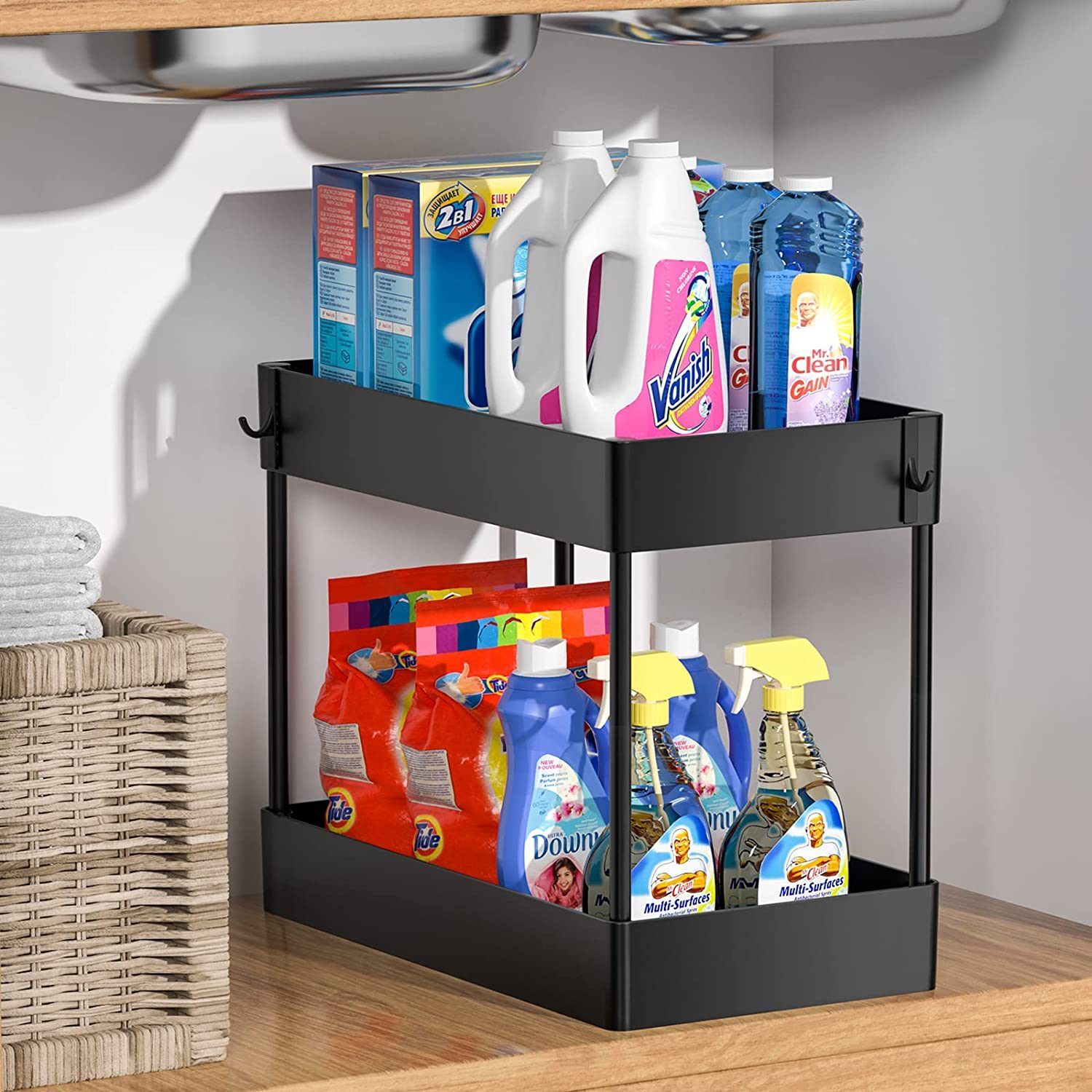 Coloured Plastic Shelf Drawer Cupboard Dividers Tidy Organiser Storage Baskets 