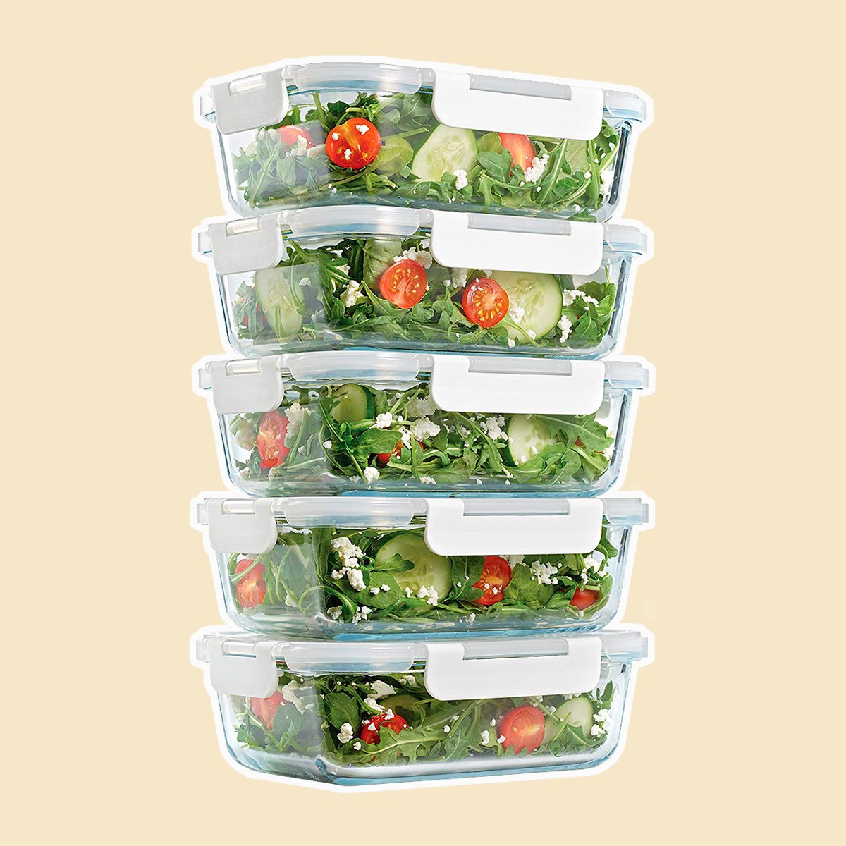 Fit & Fresh Salad Shaker Reusable Plastic Container & Dressing Dispenser &  Ice Pack, Lunch Box Set, 4-Cup 