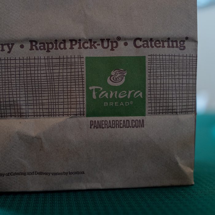 A food delivery order from Panera bread is visible in a suburban home in Contra Costa County, San Ramon, California during an outbreak of the COVID-19 coronavirus, March 16, 2020. Amid the outbreak, many residents have turned to food delivery services as a way to obtain meals, as restaurants have been ordered to close their dining rooms. (Photo by Smith Collection/Gado/Getty Images)