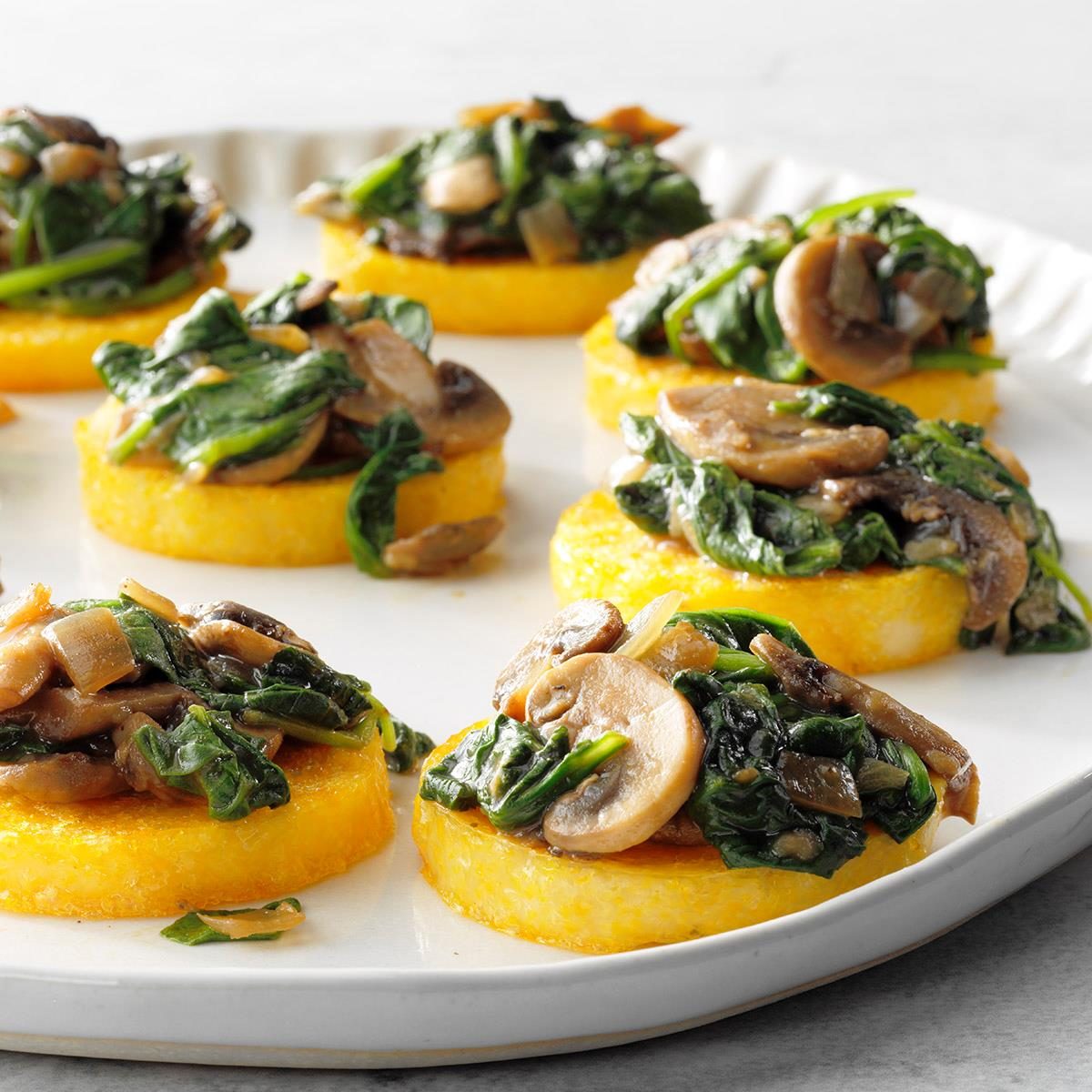 Vegan Polenta with Mushrooms and Spinach