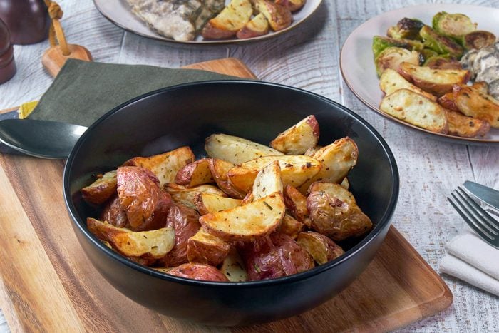 Baked Air Fryer Potatoes in a Bowl on Table