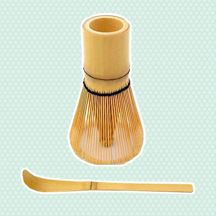 Bamboo Whisk (Chasen) and Hooked Bamboo Scoop (Chashaku) - Matcha Tea Whisk for Matcha Tea Preparation - MatchaDNA Brand - Traditional Matcha Whisk Made from Durable and Sustainable Golden Bamboo