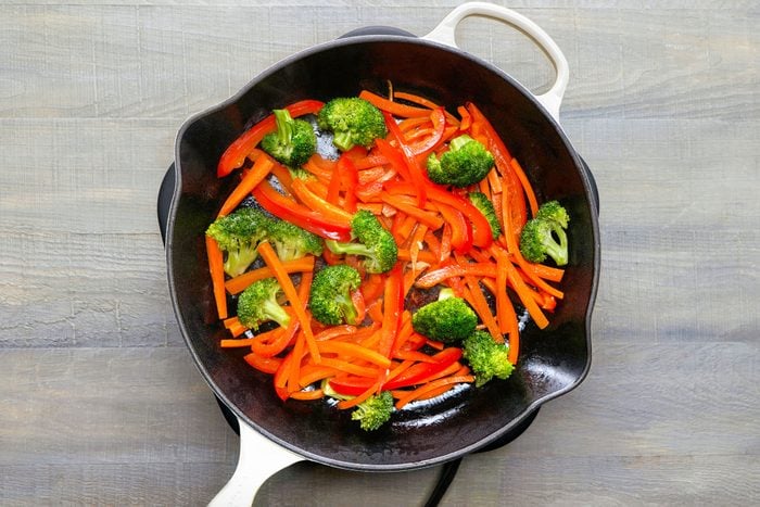 Stir-frying vegetables