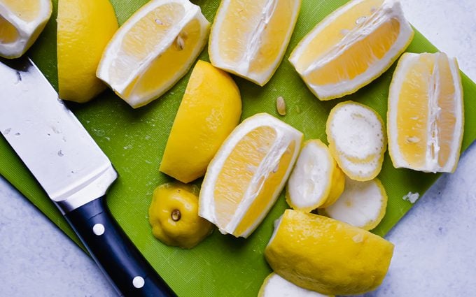 Cut lemons close up